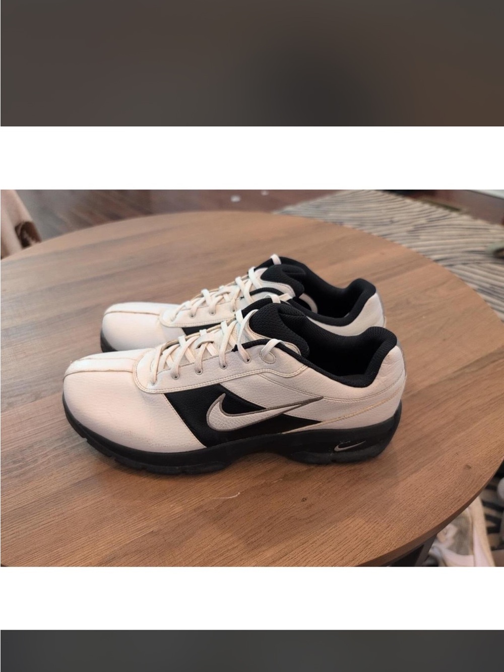 Nike White and Black Low-Top Sneakers with Swoosh Golf Shoes